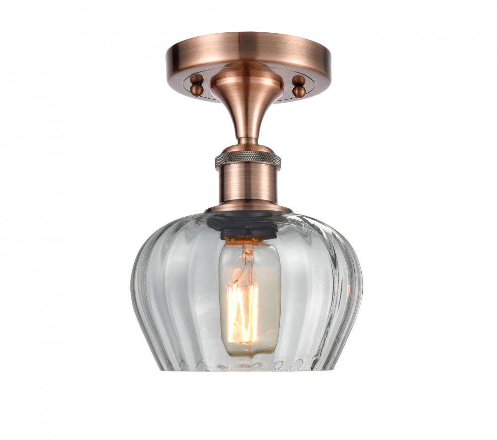 Fenton - 1 Light - 7 inch - Antique Copper - Semi-Flush Mount