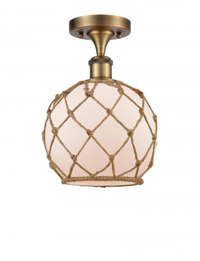 Farmhouse Rope - 1 Light - 8 inch - Brushed Brass - Semi-Flush Mount