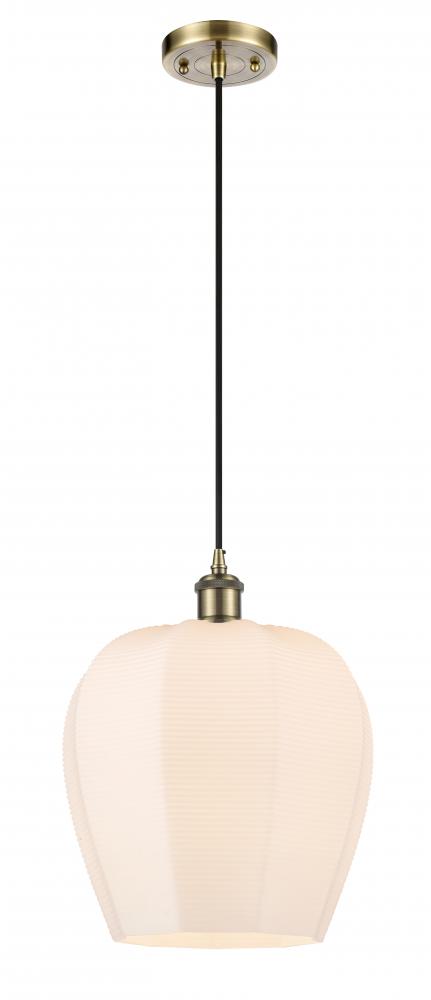 Norfolk - 1 Light - 12 inch - Antique Brass - Cord hung - Mini Pendant