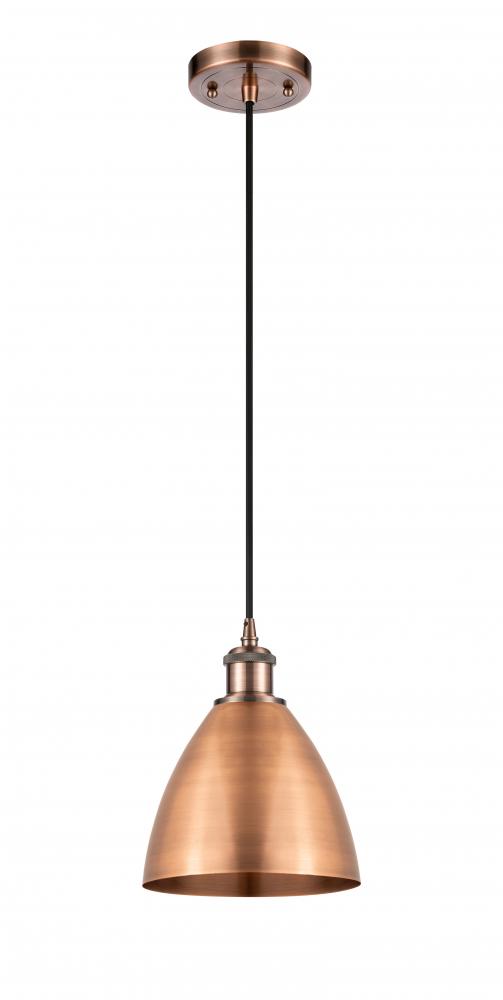 Bristol - 1 Light - 8 inch - Antique Copper - Cord hung - Mini Pendant