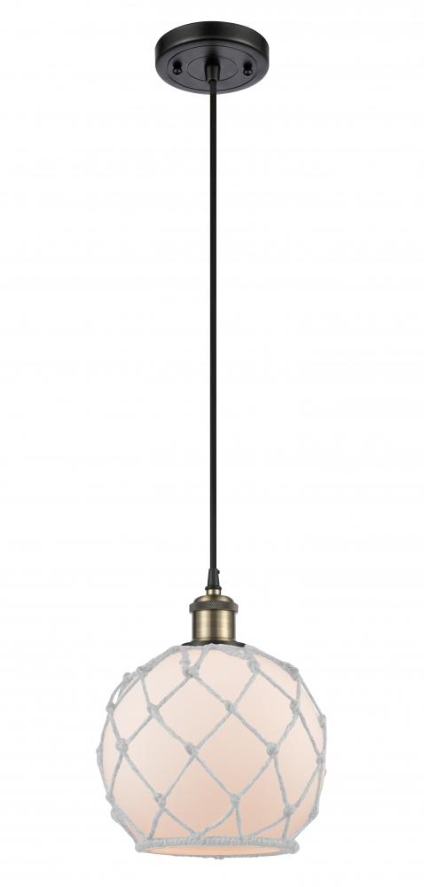 Farmhouse Rope - 1 Light - 8 inch - Black Antique Brass - Cord hung - Mini Pendant