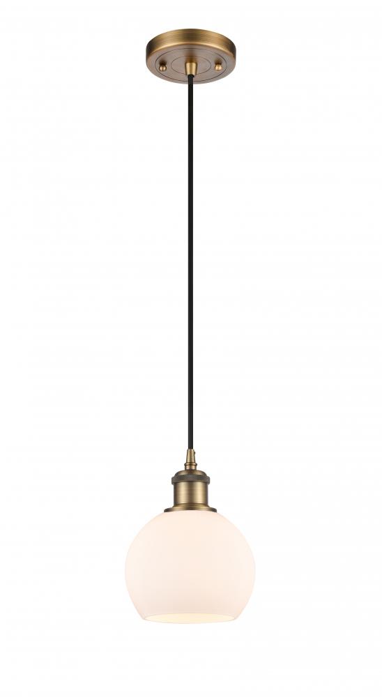 Athens - 1 Light - 6 inch - Brushed Brass - Cord hung - Mini Pendant