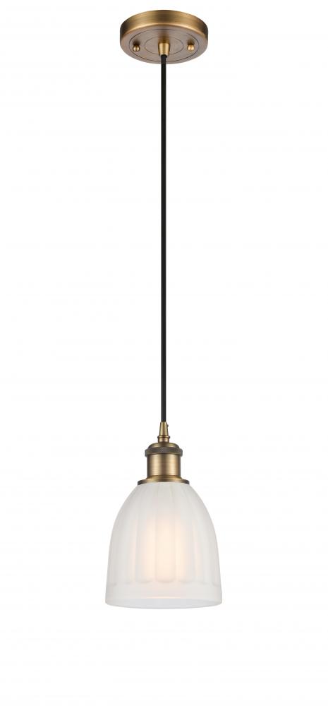 Brookfield - 1 Light - 6 inch - Brushed Brass - Cord hung - Mini Pendant