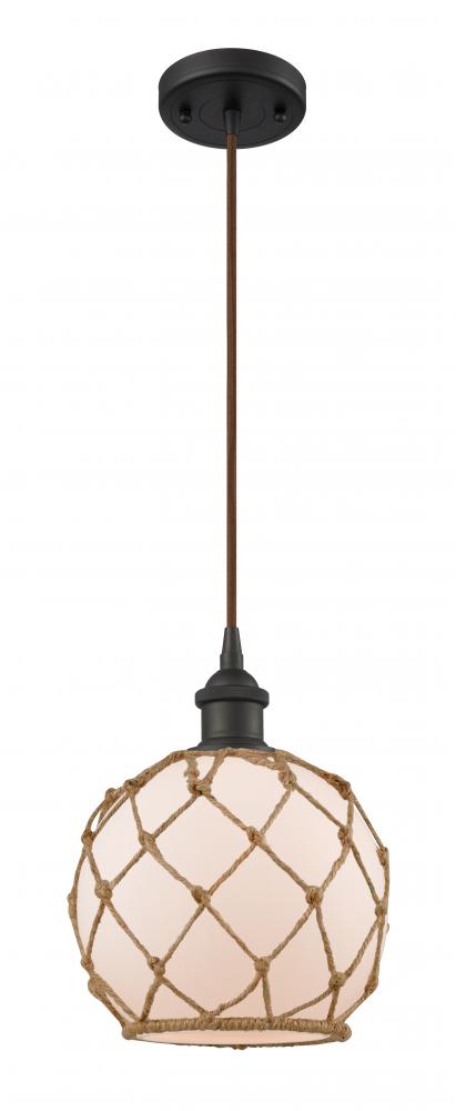 Farmhouse Rope - 1 Light - 8 inch - Oil Rubbed Bronze - Cord hung - Mini Pendant