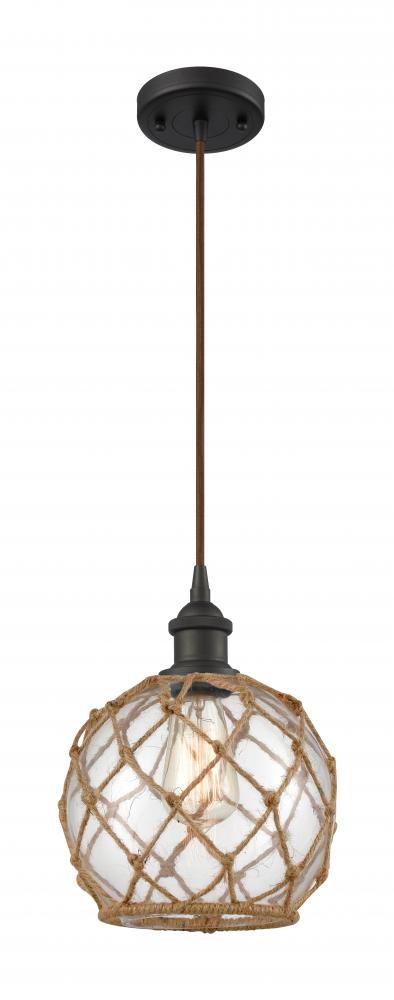 Farmhouse Rope - 1 Light - 8 inch - Oil Rubbed Bronze - Cord hung - Mini Pendant