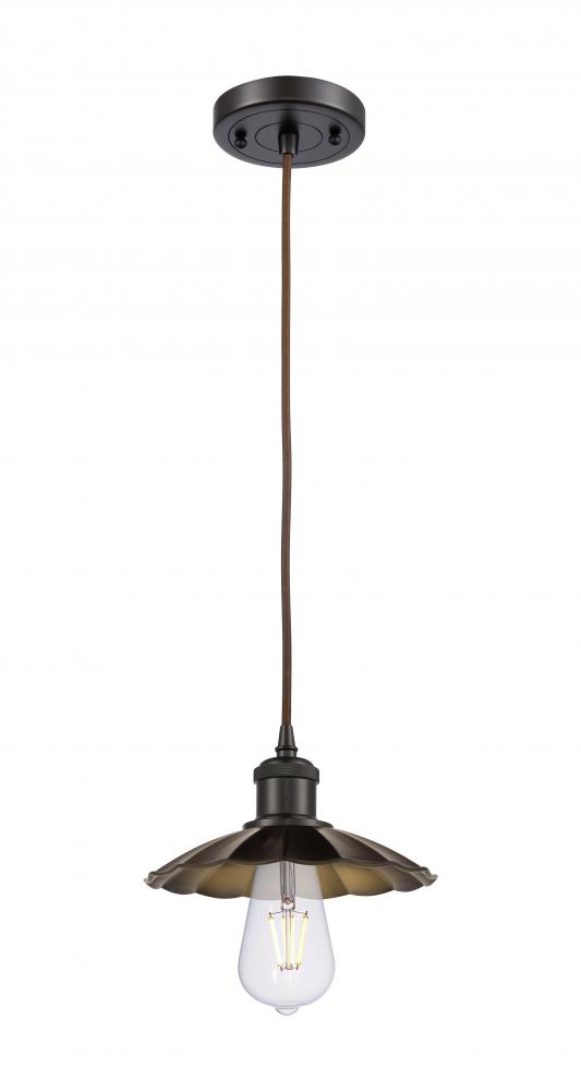 Scallop - 1 Light - 8 inch - Oil Rubbed Bronze - Cord Hung - Mini Pendant