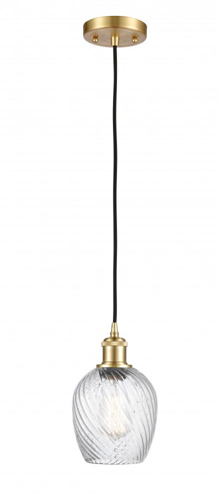 Salina - 1 Light - 6 inch - Satin Gold - Cord hung - Mini Pendant