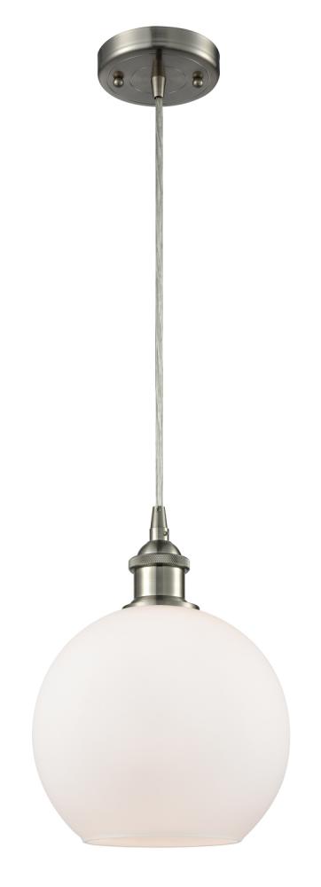 Athens - 1 Light - 8 inch - Brushed Satin Nickel - Cord hung - Mini Pendant