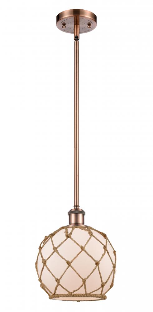 Farmhouse Rope - 1 Light - 8 inch - Antique Copper - Mini Pendant