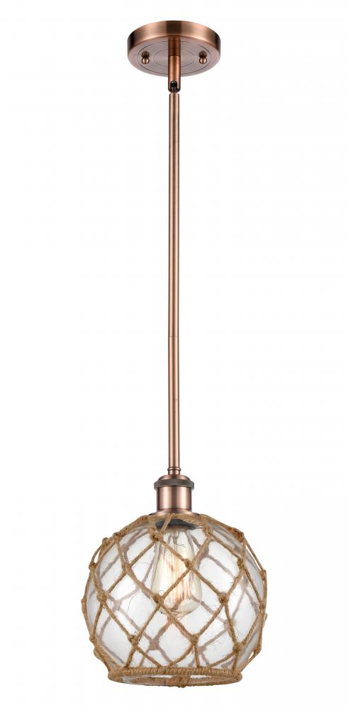 Farmhouse Rope - 1 Light - 8 inch - Antique Copper - Mini Pendant