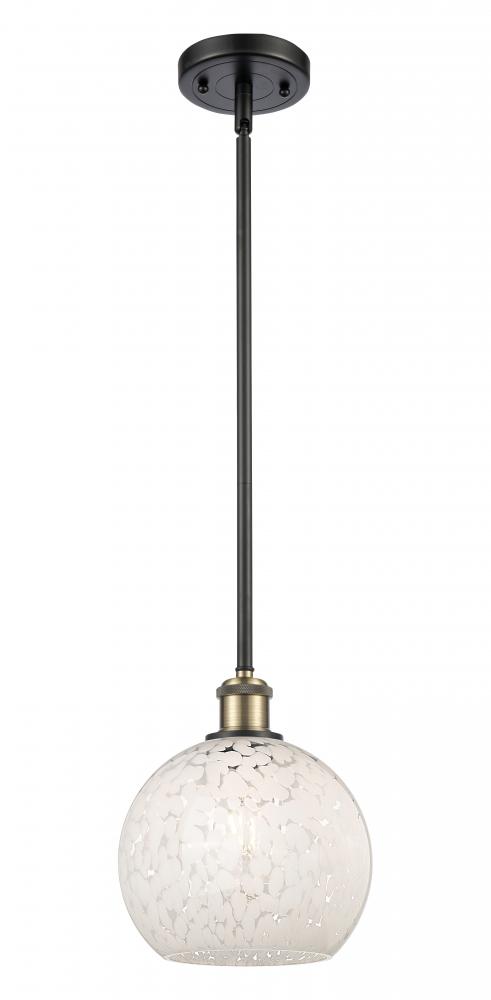 White Mouchette - 1 Light - 8 inch - Black Antique Brass - Mini Pendant
