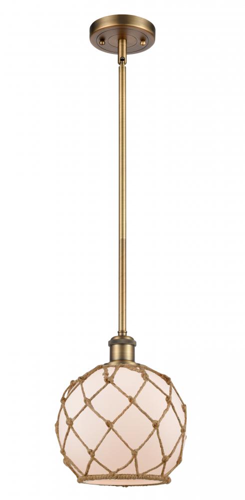 Farmhouse Rope - 1 Light - 8 inch - Brushed Brass - Mini Pendant