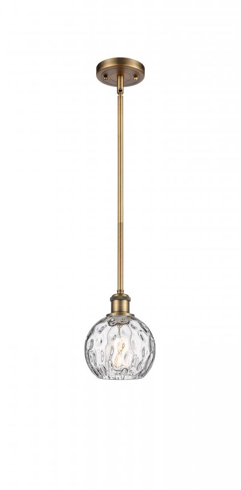 Athens Water Glass - 1 Light - 6 inch - Brushed Brass - Mini Pendant