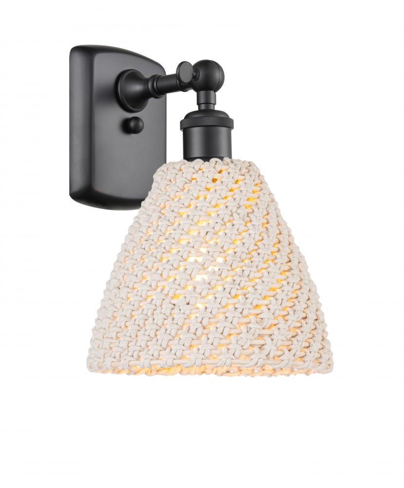 Bristol Natural - 1 Light - 8 inch - Matte Black - Sconce