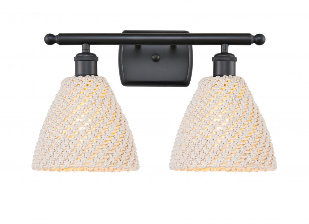 Bristol Natural - 2 Light - 18 inch - Matte Black - Bath Vanity Light