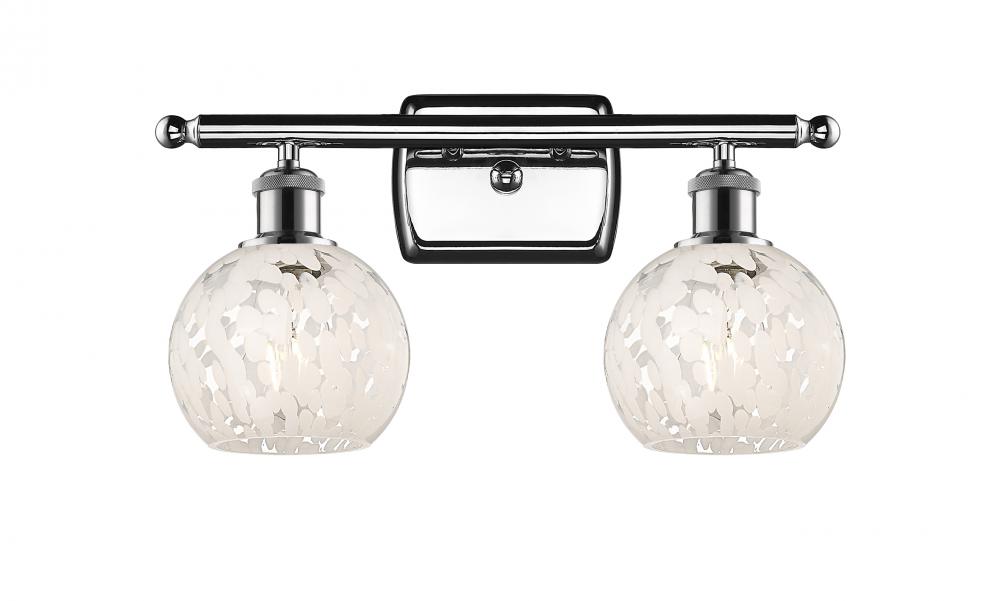 White Mouchette - 2 Light - 16 inch - Polished Chrome - Bath Vanity Light