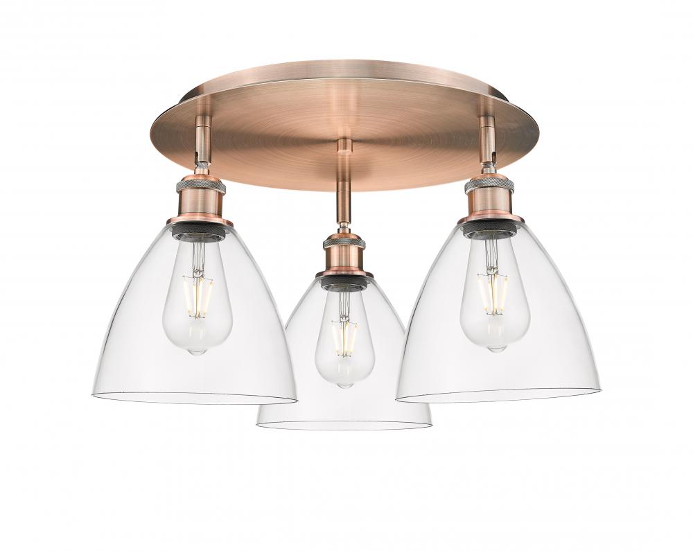 Bristol - 3 Light - 19 inch - Antique Copper - Flush Mount