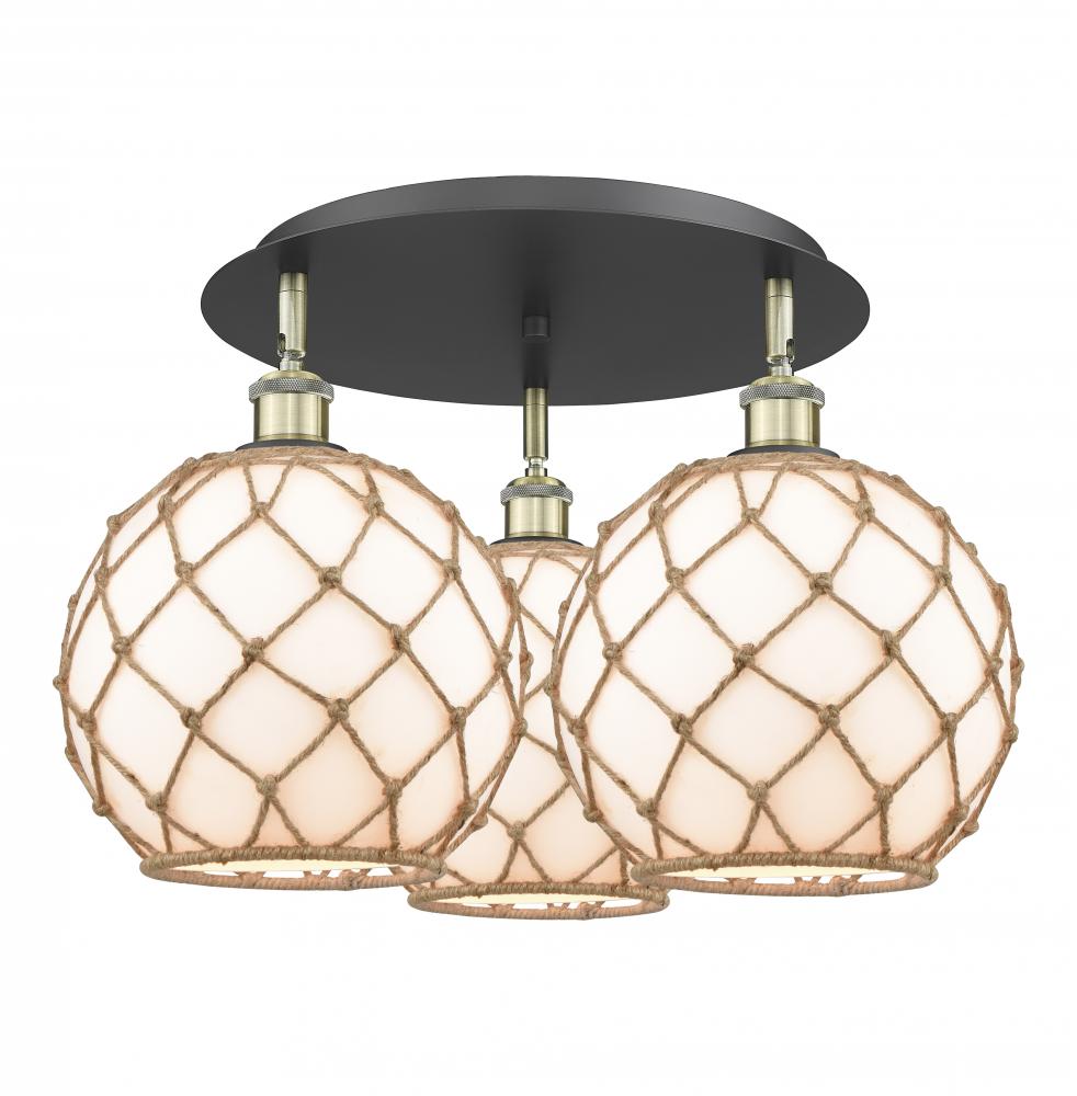 Farmhouse Rope - 3 Light - 22 inch - Black Antique Brass - Flush Mount