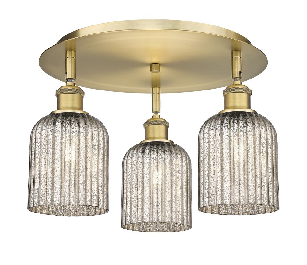 Bridal Veil - 3 Light - 17 inch - Brushed Brass - Flush Mount