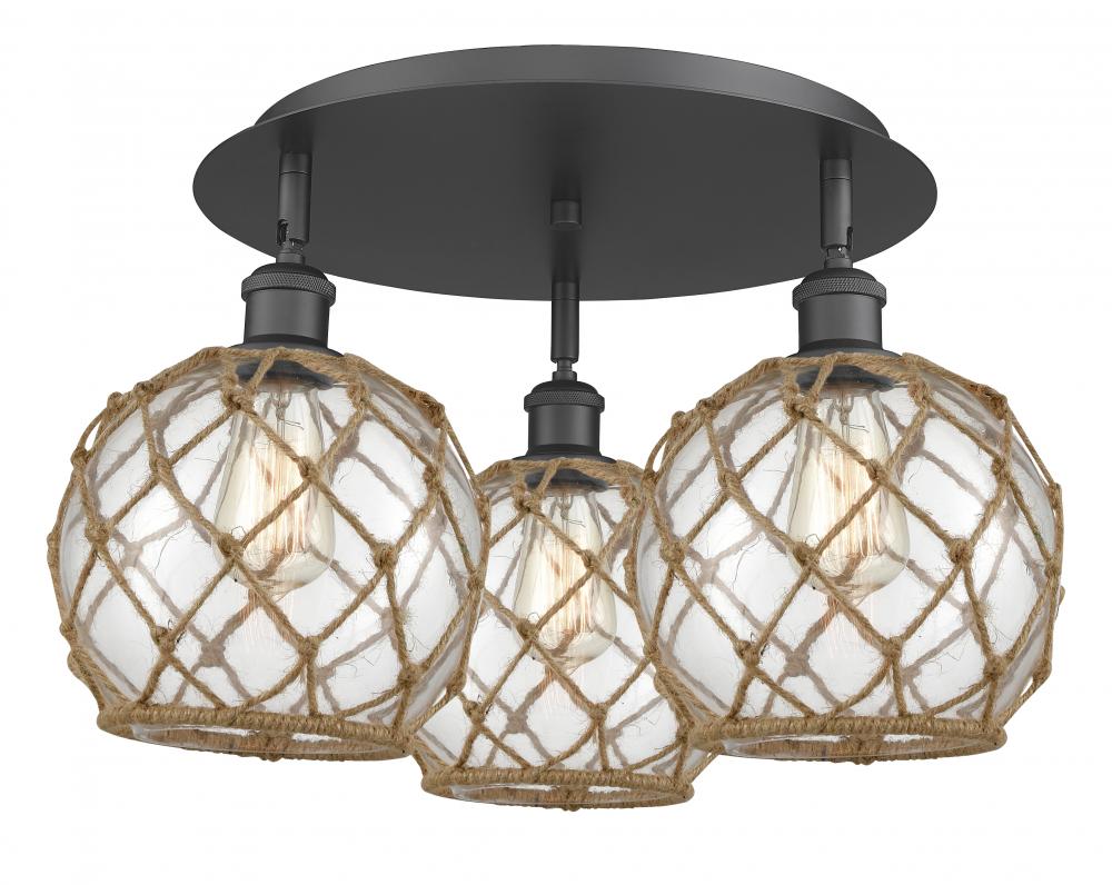 Farmhouse Rope - 3 Light - 20 inch - Matte Black - Flush Mount