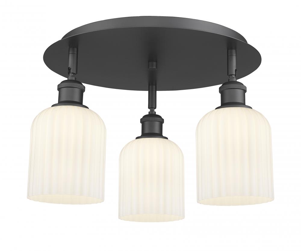 Bridal Veil - 3 Light - 17 inch - Matte Black - Flush Mount