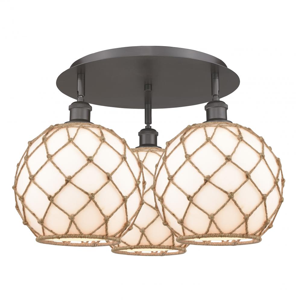 Farmhouse Rope - 3 Light - 22 inch - Oil Rubbed Bronze - Semi-Flush Mount