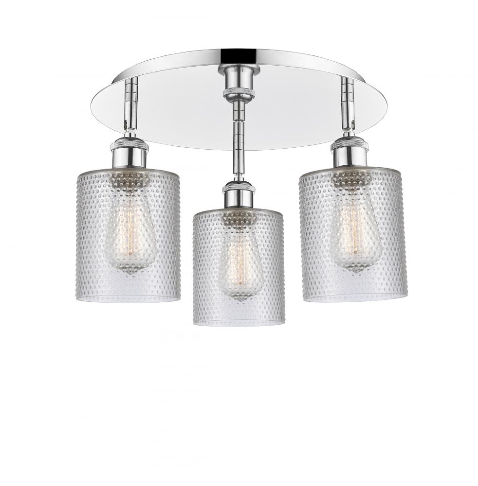 Cobbleskill - 3 Light - 17 inch - Polished Chrome - Flush Mount