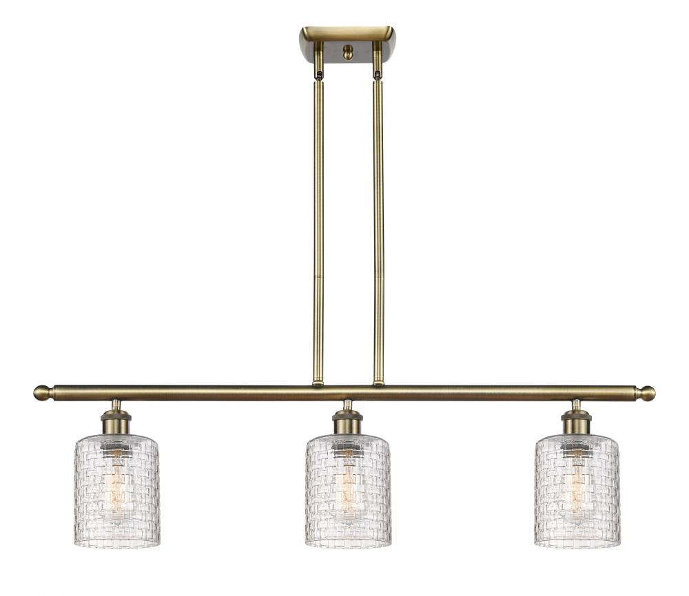 Cobbleskill - 3 Light - 36 inch - Antique Brass - Cord hung - Island Light