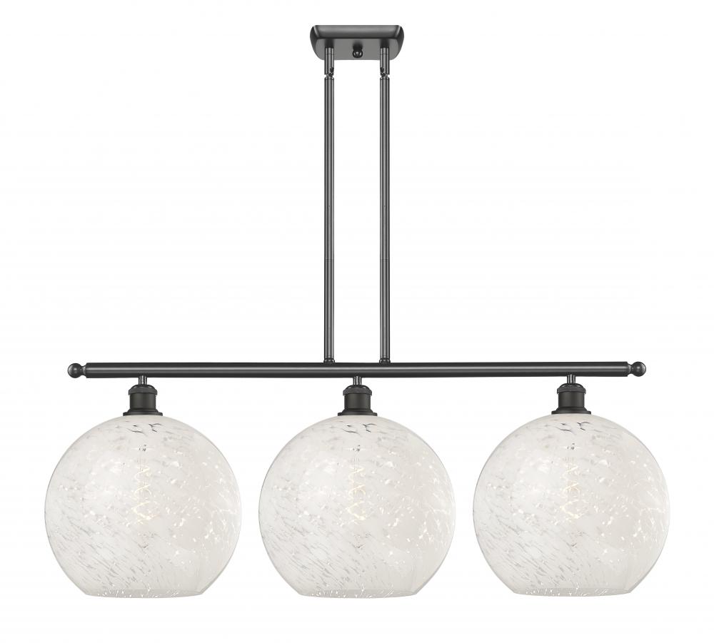 White Mouchette - 3 Light - 39 inch - Oil Rubbed Bronze - Stem Hung - Island Light