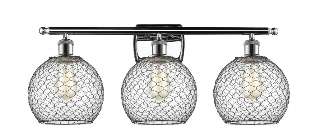 Farmhouse Chicken Wire - 3 Light - 28 inch - Polished Chrome - Bath Vanity Light