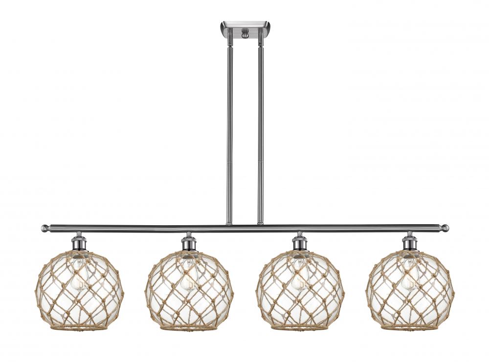 Farmhouse Rope - 4 Light - 48 inch - Brushed Satin Nickel - Stem hung - Island Light