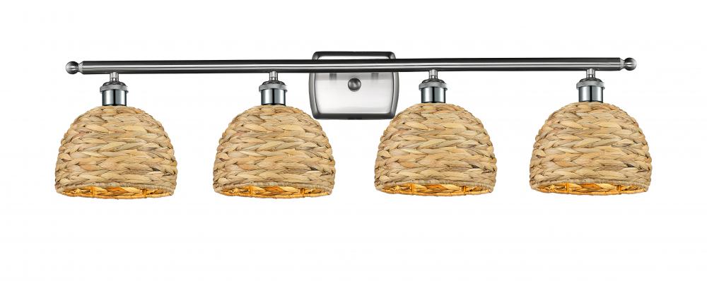 Woven Rattan - 4 Light - 38 inch - Satin Nickel - Bath Vanity Light