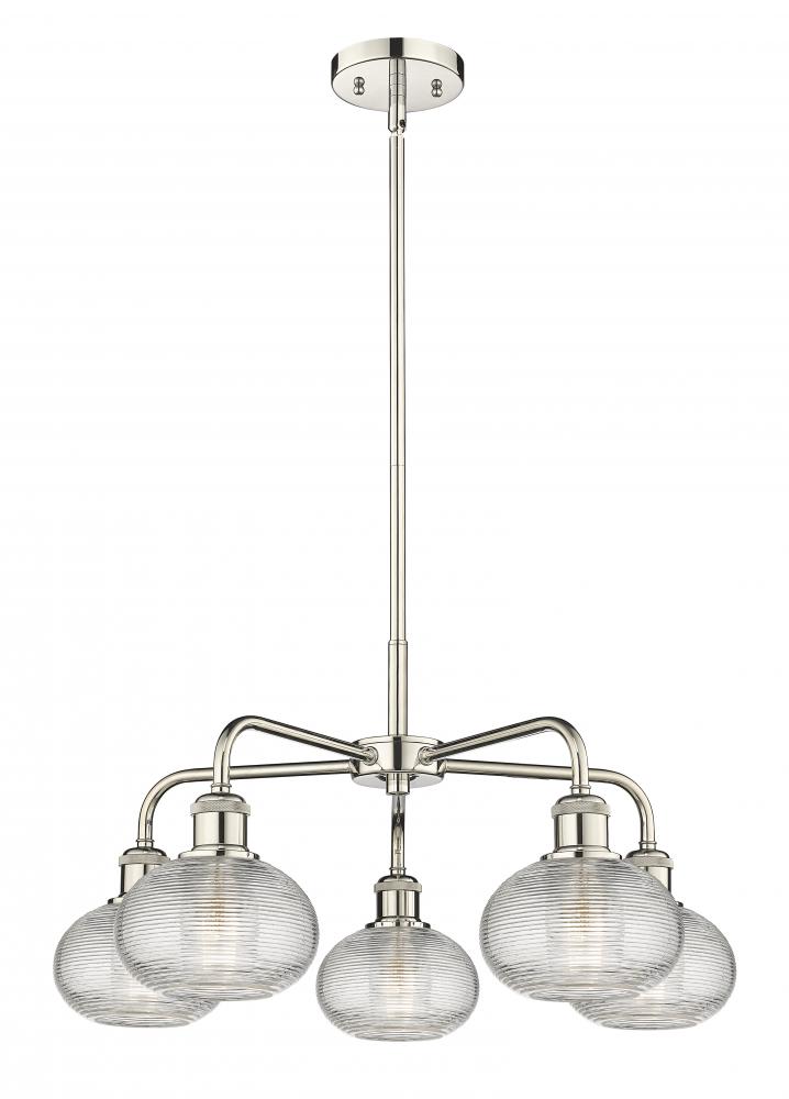 Ithaca - 5 Light - 24 inch - Polished Nickel - Chandelier