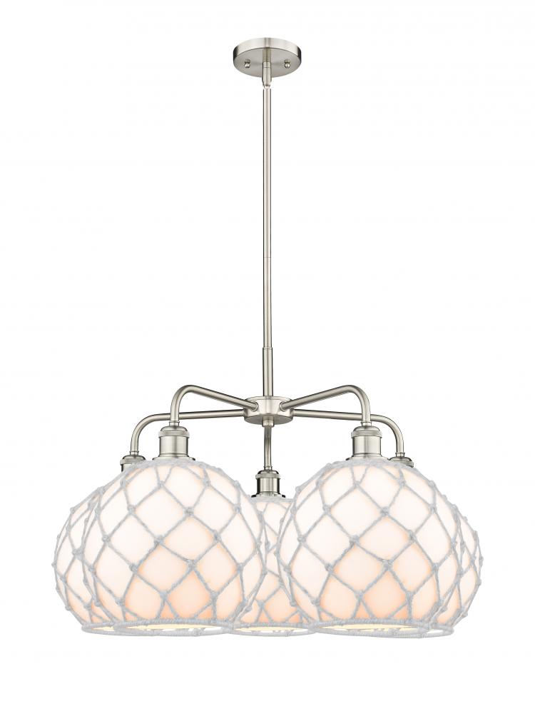 Farmhouse Rope - 5 Light - 29 inch - Satin Nickel - Stem hung - Chandelier