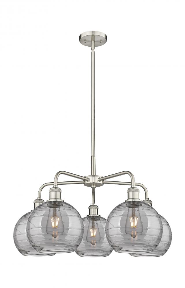 Athens Deco Swirl - 5 Light - 26 inch - Satin Nickel - Chandelier