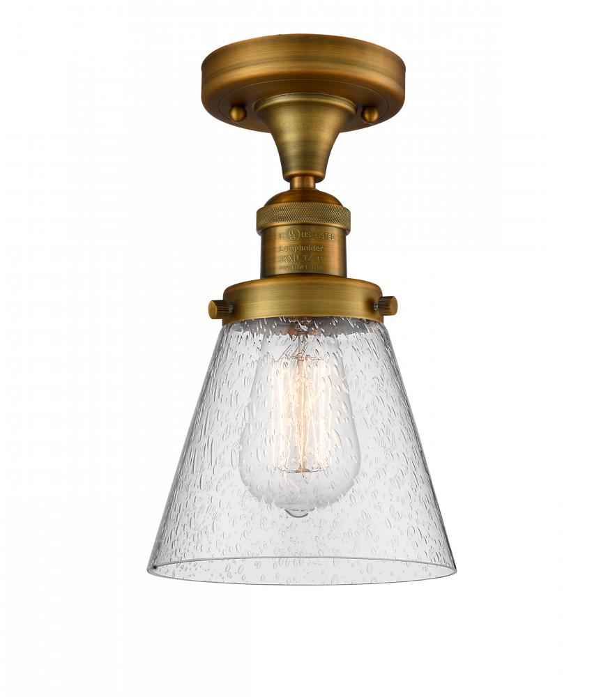 Cone - 1 Light - 7 inch - Brushed Brass - Semi-Flush Mount