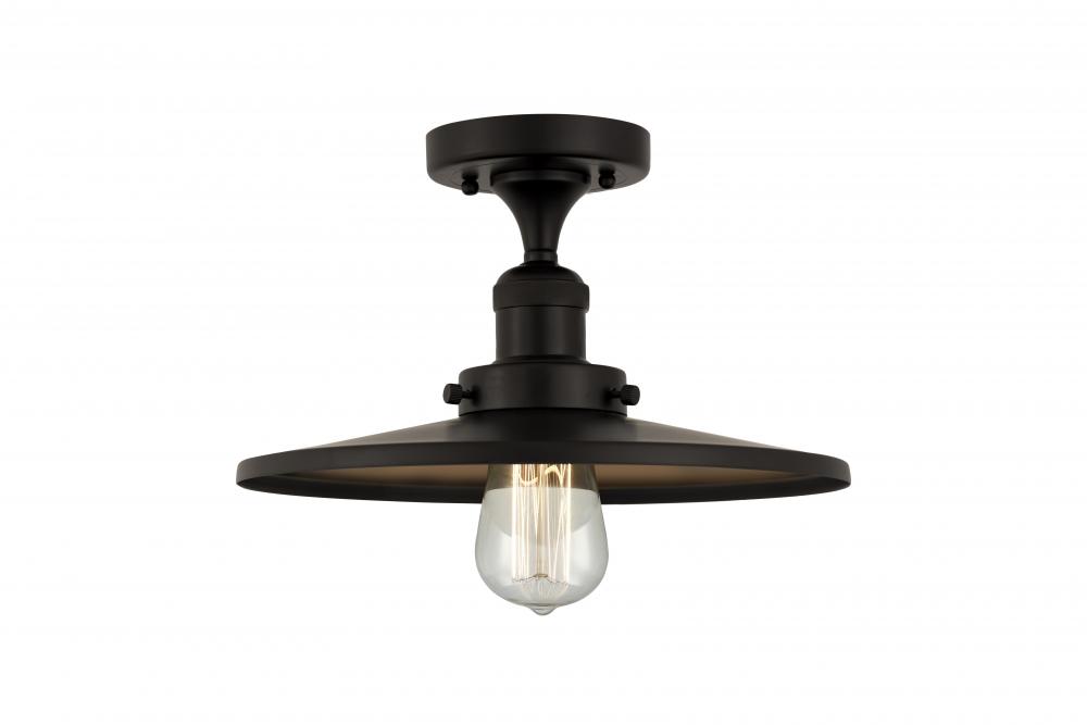 Railroad - 1 Light - 12 inch - Matte Black - Semi-Flush Mount