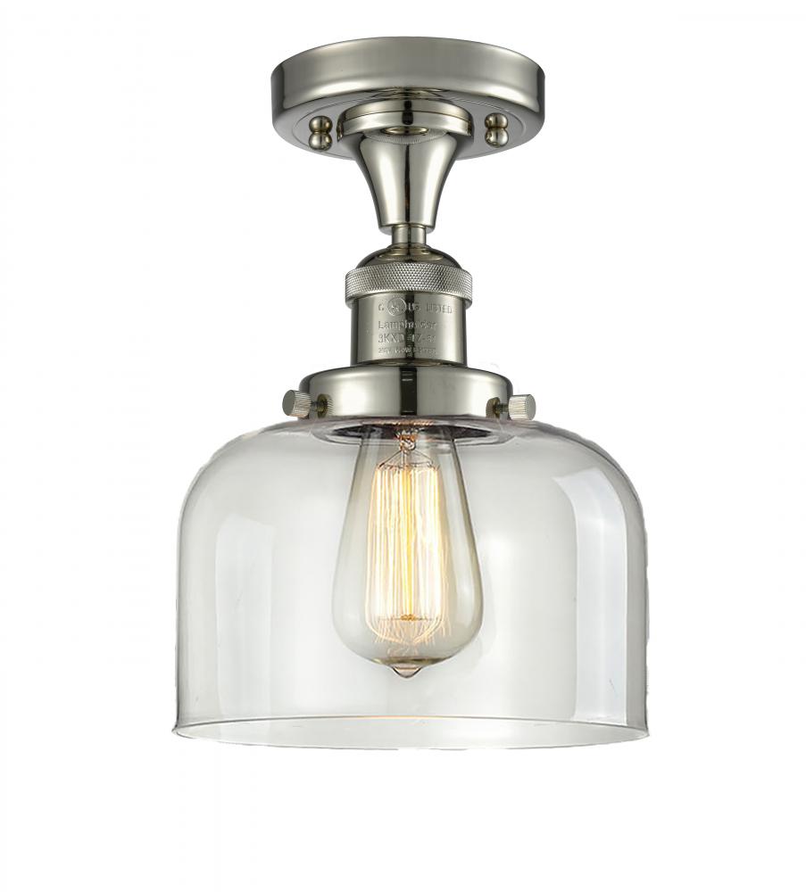 Bell - 1 Light - 8 inch - Polished Nickel - Semi-Flush Mount