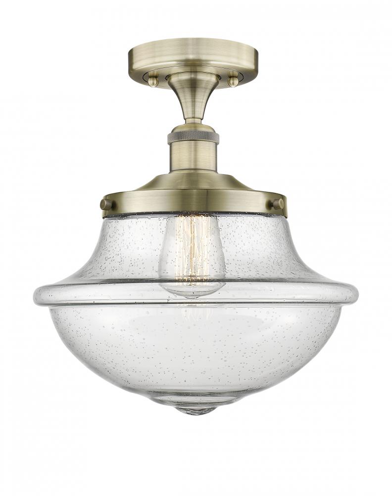 Oxford - 1 Light - 12 inch - Antique Brass - Semi-Flush Mount