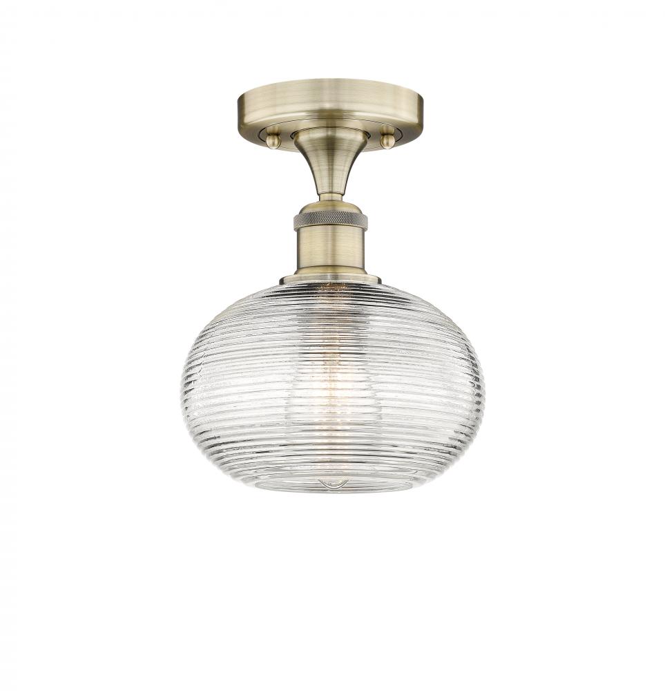 Ithaca - 1 Light - 8 inch - Antique Brass - Semi-Flush Mount