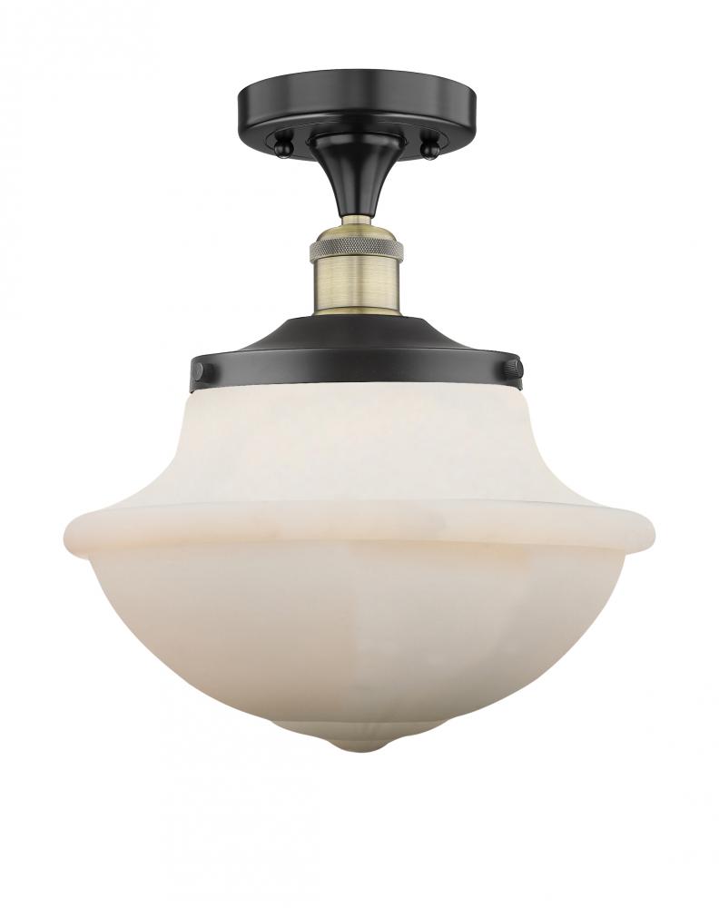 Oxford - 1 Light - 12 inch - Black Antique Brass - Semi-Flush Mount