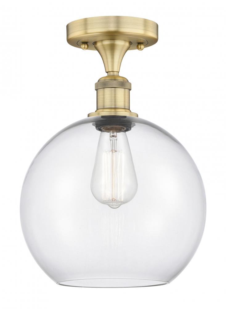 Athens - 1 Light - 10 inch - Brushed Brass - Semi-Flush Mount