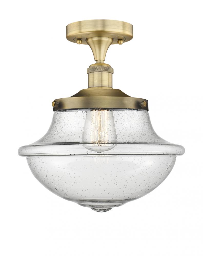 Oxford - 1 Light - 12 inch - Brushed Brass - Semi-Flush Mount