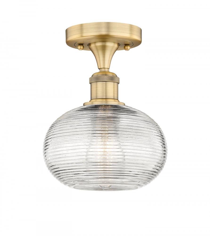 Ithaca - 1 Light - 8 inch - Brushed Brass - Semi-Flush Mount