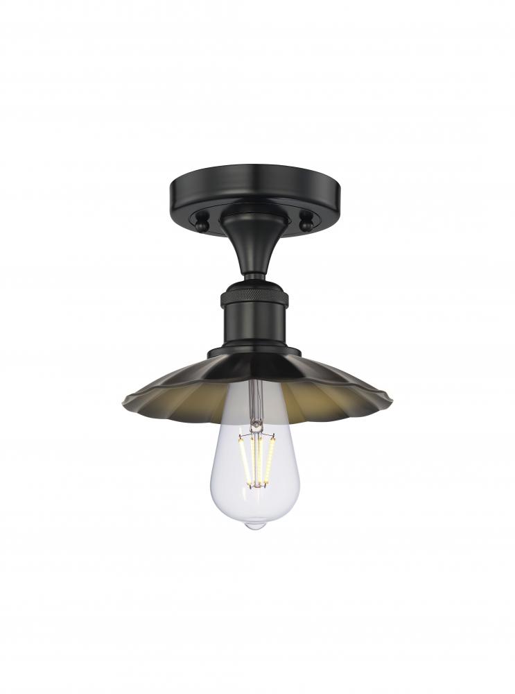 Scallop - 1 Light - 8 inch - Matte Black - Semi-Flush Mount