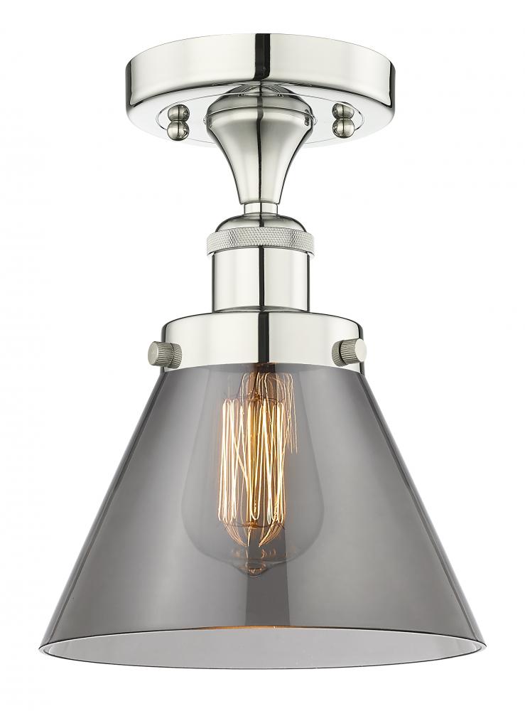 Cone - 1 Light - 8 inch - Polished Nickel - Semi-Flush Mount
