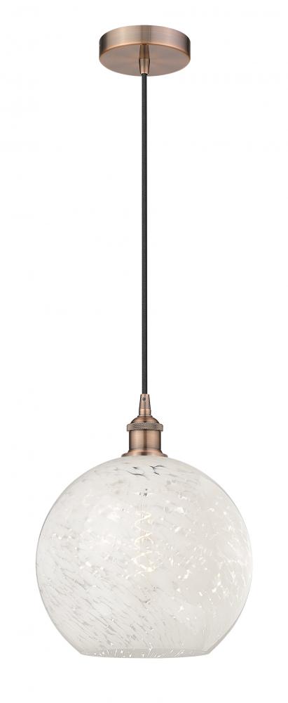 White Mouchette - 1 Light - 12 inch - Antique Copper - Cord Hung - Mini Pendant