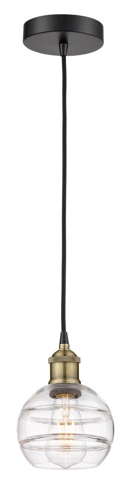Rochester - 1 Light - 6 inch - Black Antique Brass - Cord hung - Mini Pendant