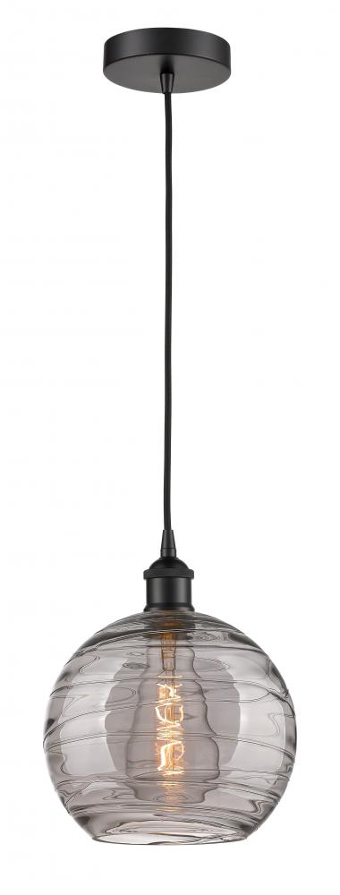 Athens Deco Swirl - 1 Light - 10 inch - Matte Black - Cord hung - Mini Pendant