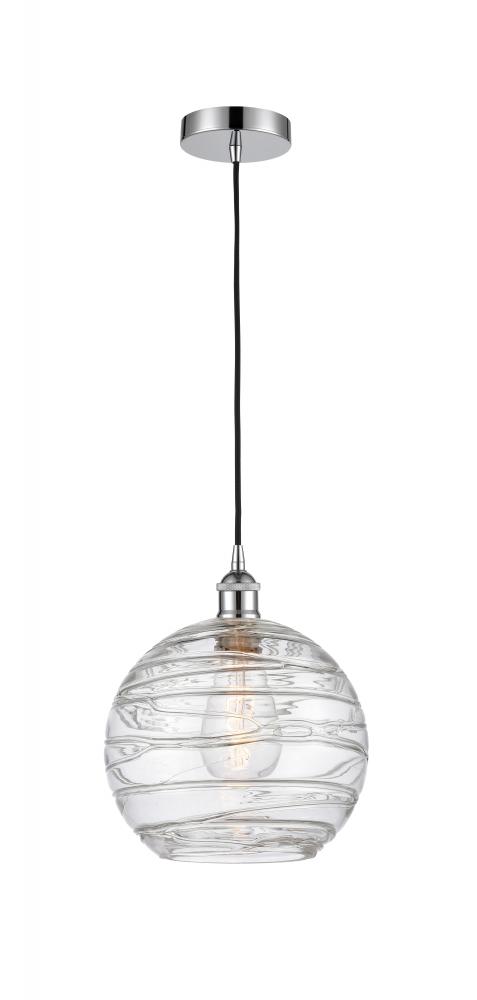 Athens Deco Swirl - 1 Light - 10 inch - Polished Chrome - Cord hung - Mini Pendant
